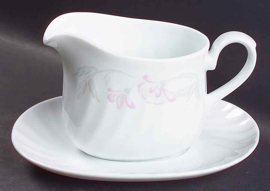 Pink Trio (Corelle) Gravy Boat & Underplate by Corning Corelle-1
