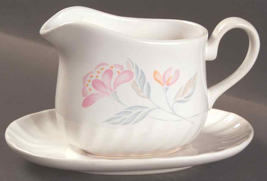 Pink Trio (Corelle) Gravy Boat & Underplate by Corning Corelle-1