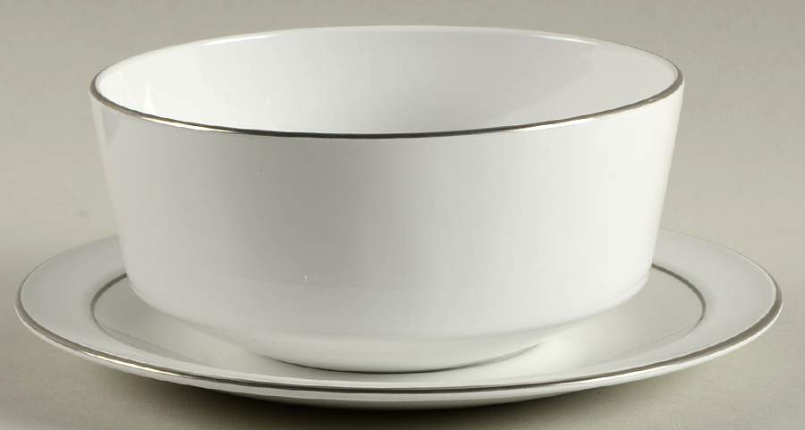 Platinum Edge (Centure, Rim) Gravy Boat & Underplate (Uses the Soup Bowl) by Corning Corelle-1