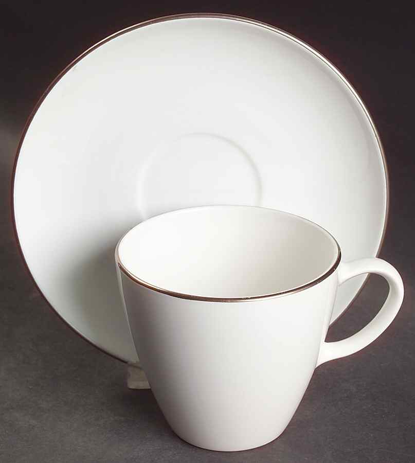 Platinum Edge (Centure, Coupe) Flat Cup & Saucer Set by Corning Corelle-1