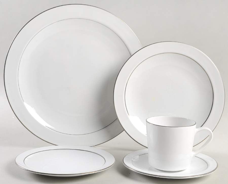 Platinum Edge (Centure, Rim) 5 Piece Place Setting by Corning Corelle-1