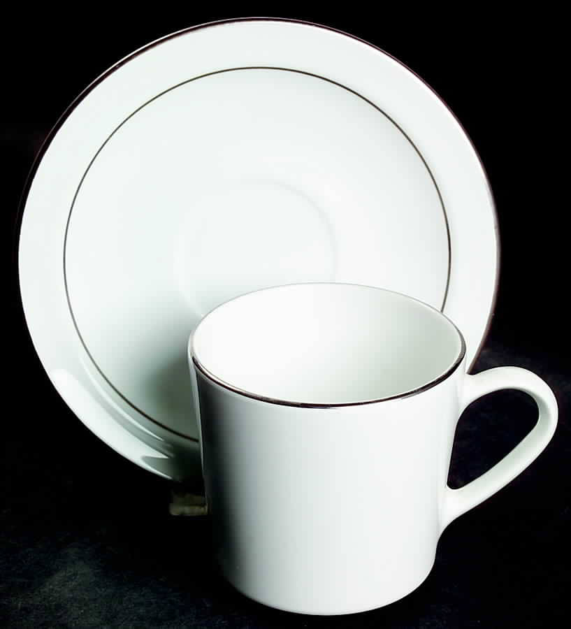 Platinum Edge (Centure, Rim) Flat Cup & Saucer Set by Corning Corelle-1
