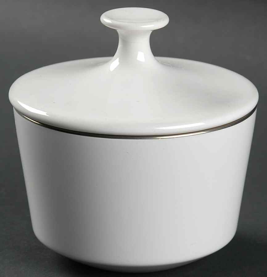 Platinum Edge (Centure, Rim) Sugar Bowl & Lid by Corning Corelle-1