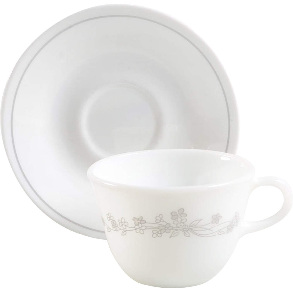 Ribbon Bouquet (Corelle) Flat Cup & Saucer Set by Corning Corelle-1