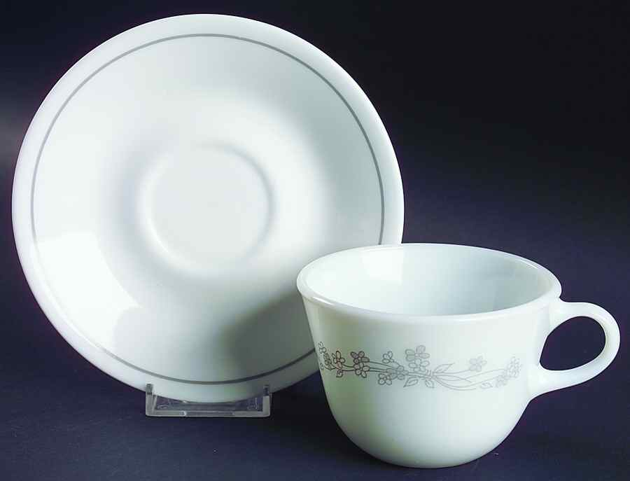 Ribbon Bouquet (Corelle) Flat Cup & Saucer Set by Corning Corelle-1
