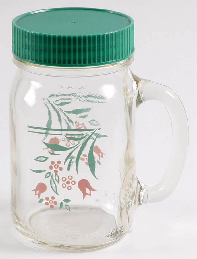 Rosemarie (Corelle) Glass Mason Jar Mug & Metal Lid by Corning Corelle-1