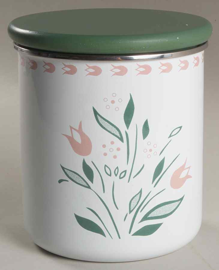 Rosemarie (Corelle) Medium Metal Canister & Wood Lid by Corning Corelle-1