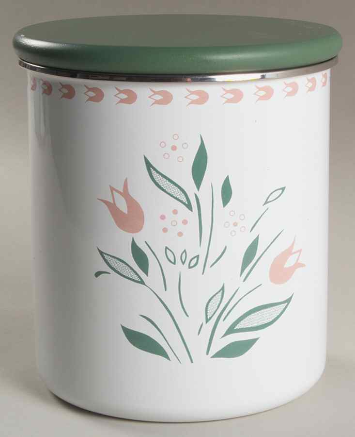 Rosemarie (Corelle) Large Metal Canister & Wood Lid by Corning Corelle-1