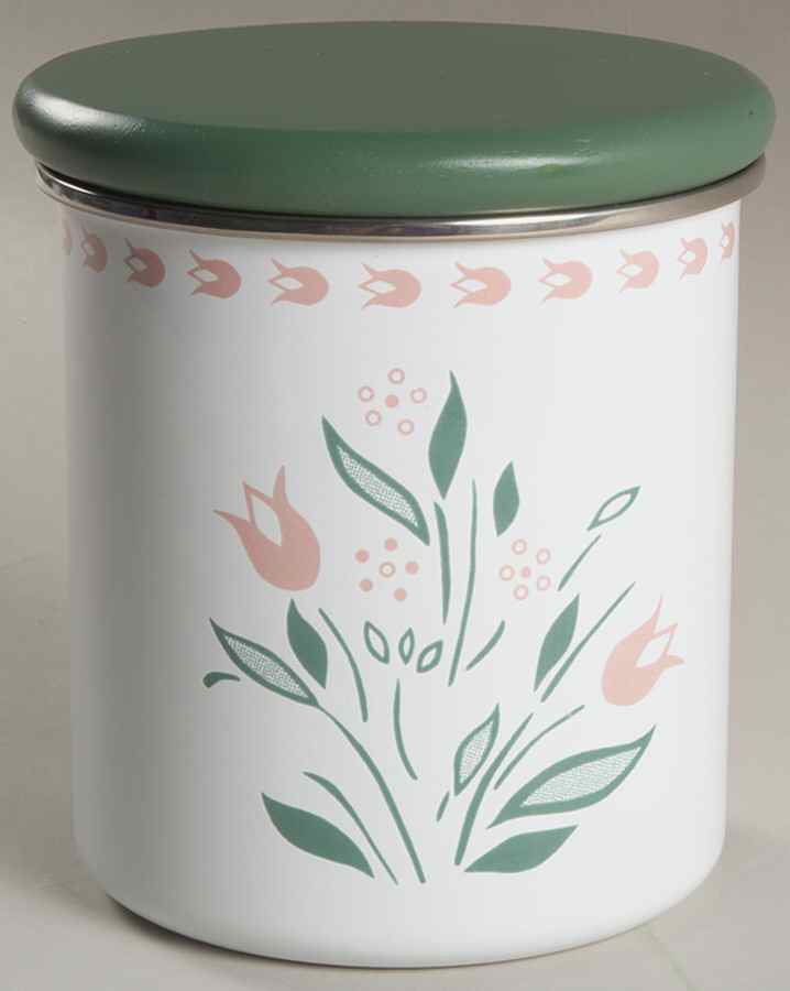 Rosemarie (Corelle) Small Metal Canister & Wood Lid by Corning Corelle-1