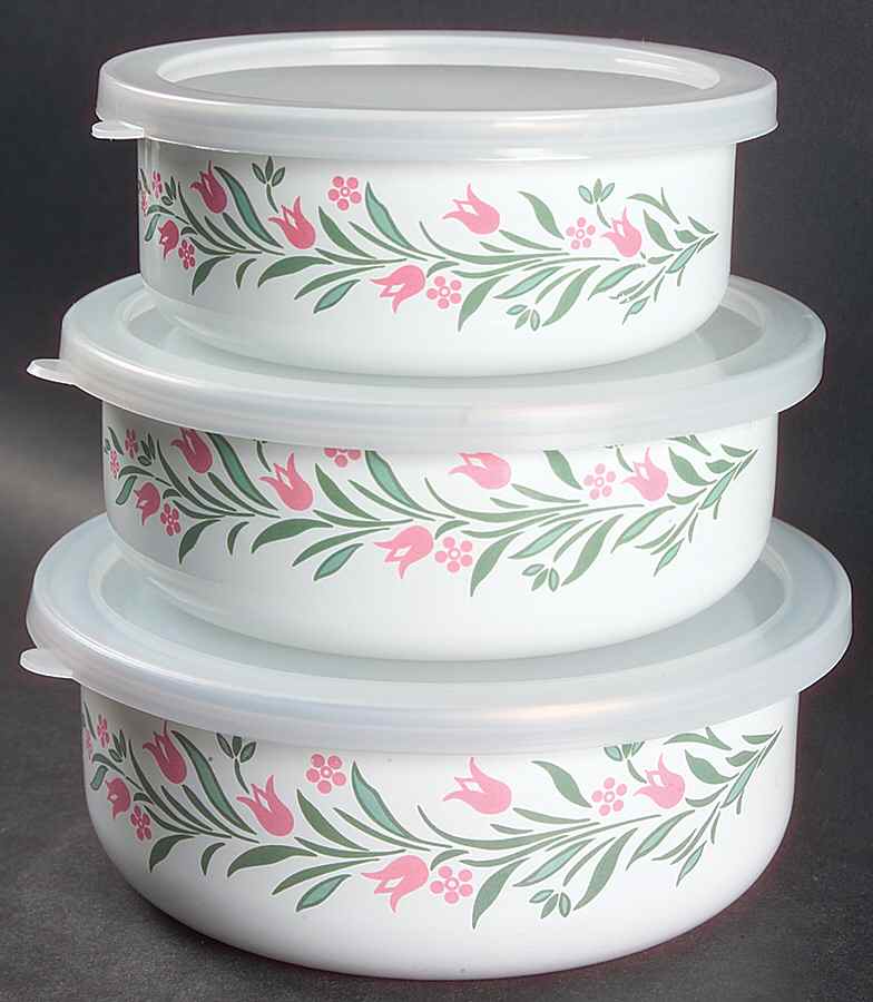 Rosemarie (Corelle) 3 Pc Metal Bowl W/Plastclid (5 3/4",6 5/8",7 3/8") by Corning Corelle-1