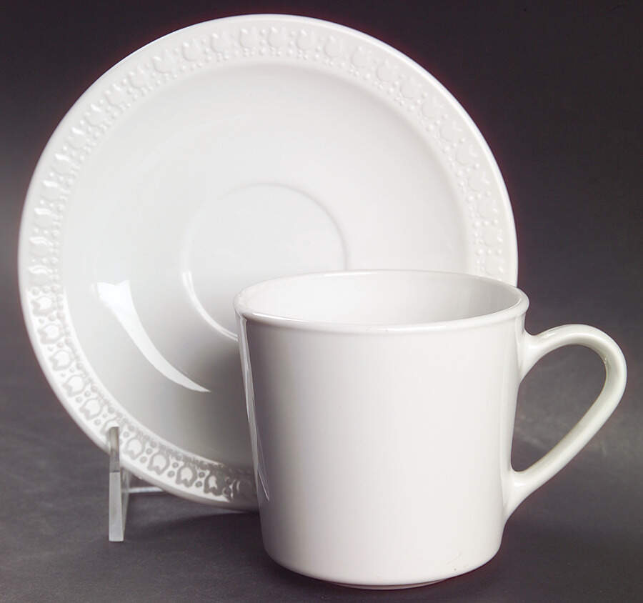 Sculptured Rim (No Trim, Centura) Flat Cup & Saucer Set by Corning Corelle-1