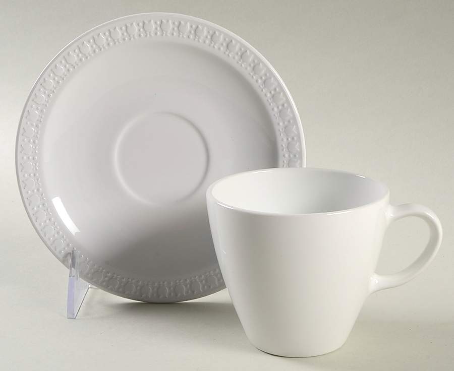 Sculptured Rim (No Trim, Centura) Flat Cup & Saucer Set by Corning Corelle-1