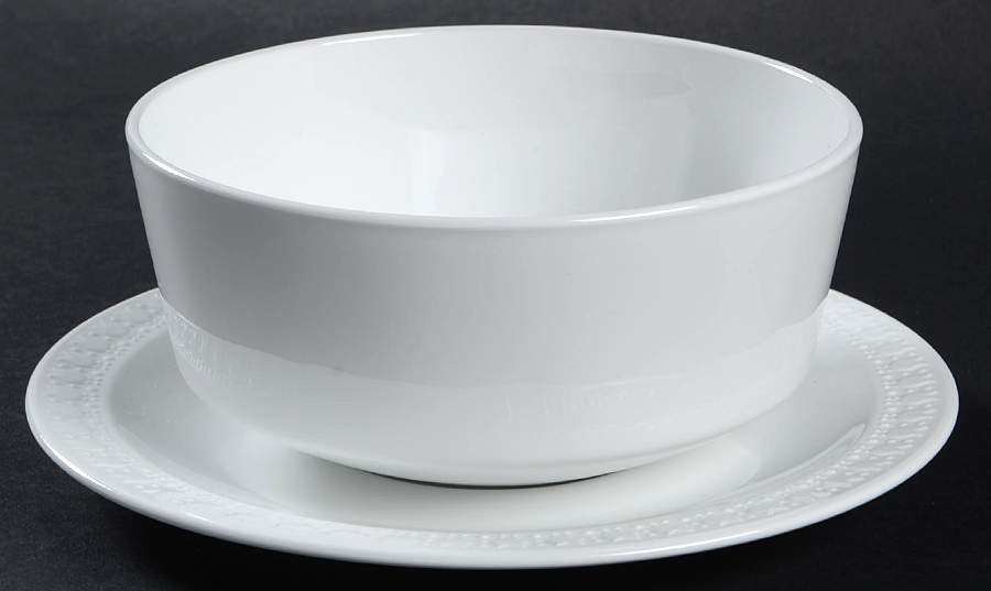 Sculptured Rim (No Trim, Centura) Gravy Boat & Underplate by Corning Corelle-1