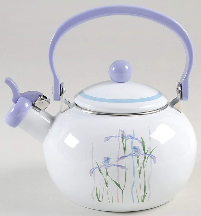 Shadow Iris (Corelle) Metal Whistler Kettle & Lid by Corning Corelle-1