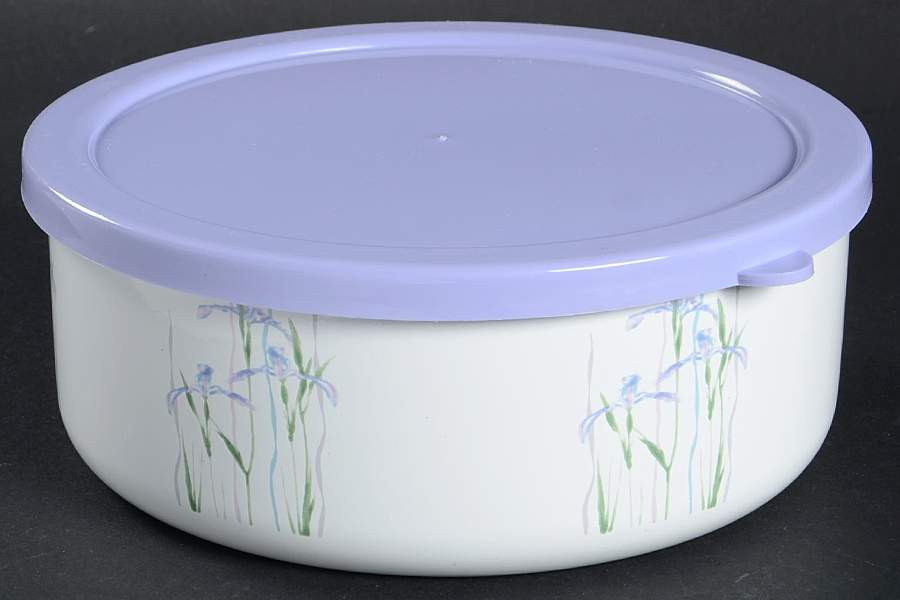 Shadow Iris (Corelle) 6 3/4" Metal Bowl W/Plastic Lid by Corning Corelle-1