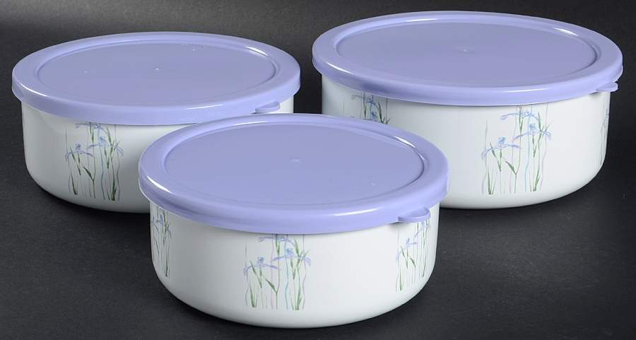 Shadow Iris (Corelle) 3 Pc Metal Bowl W/Plastclid (5 3/4",6 3/4",7 1/4") by Corning Corelle-1