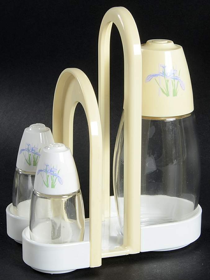 Shadow Iris (Corelle) Napkin,Salt&Pepper,Sugar Shaker Set W/Plastic Lids by Corning Corelle-1