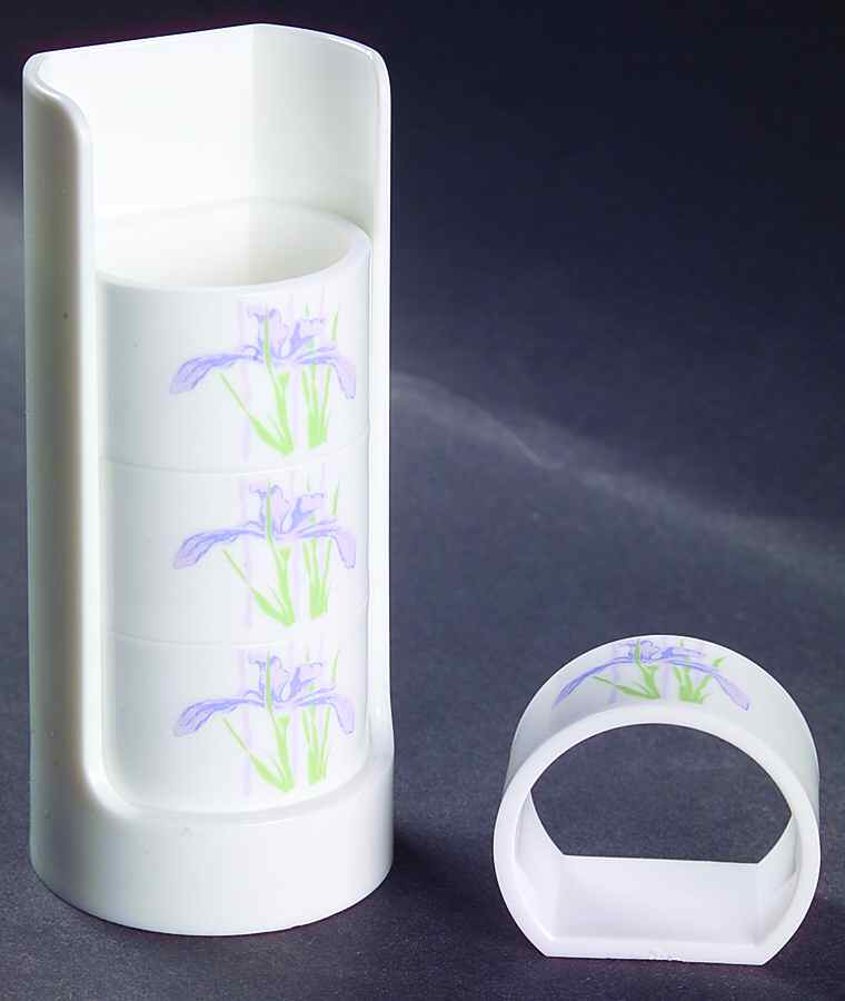 Shadow Iris (Corelle) Plastic Napkin Ring - Set of 4 & Tray by Corning Corelle-1