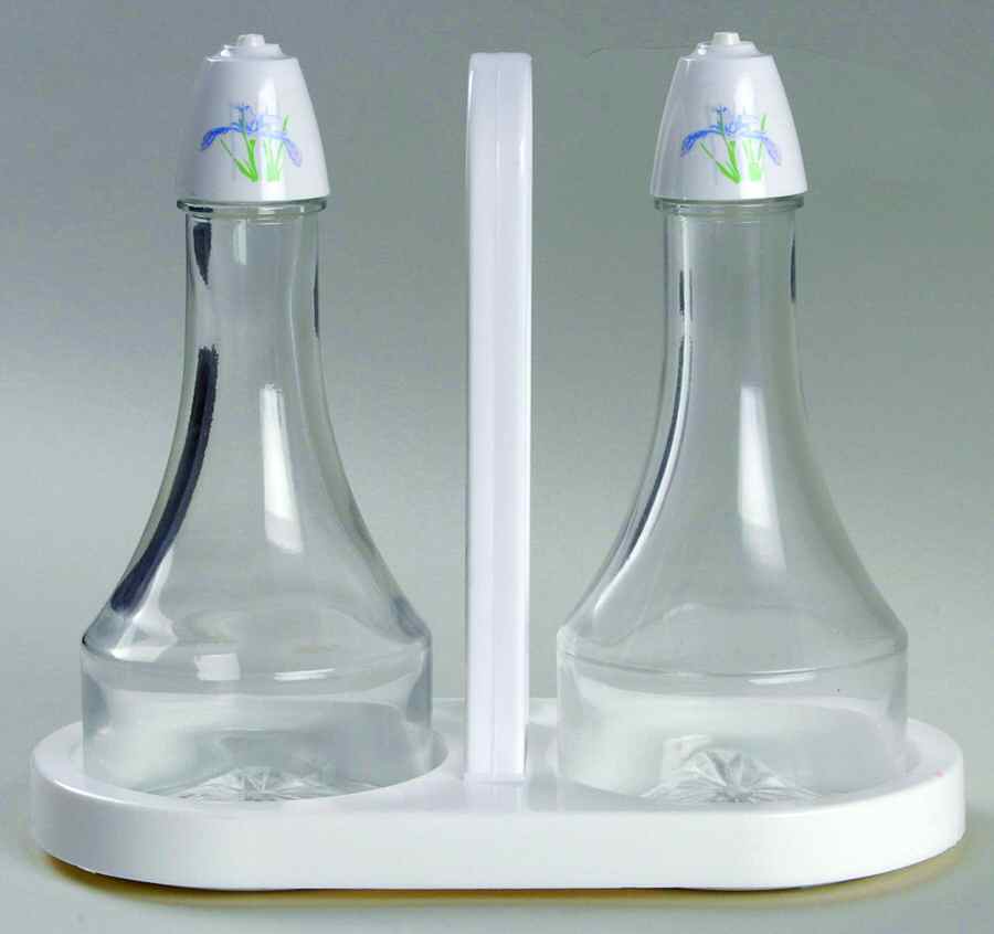 Shadow Iris (Corelle) Glass Oil/Vinegar Shaker Set W/Plastic Holder by Corning Corelle-1