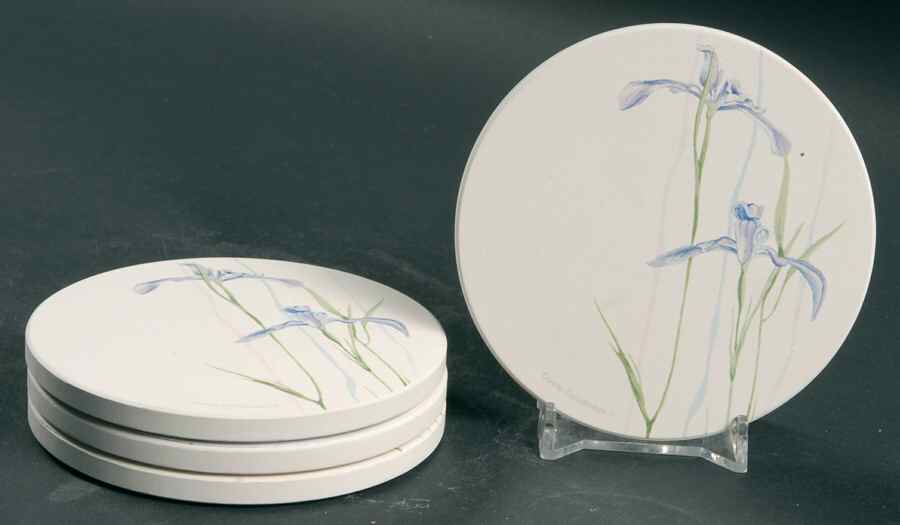 Shadow Iris (Corelle) Round (Thirsty) Stone Coaster - Set of 4 by Corning Corelle-1