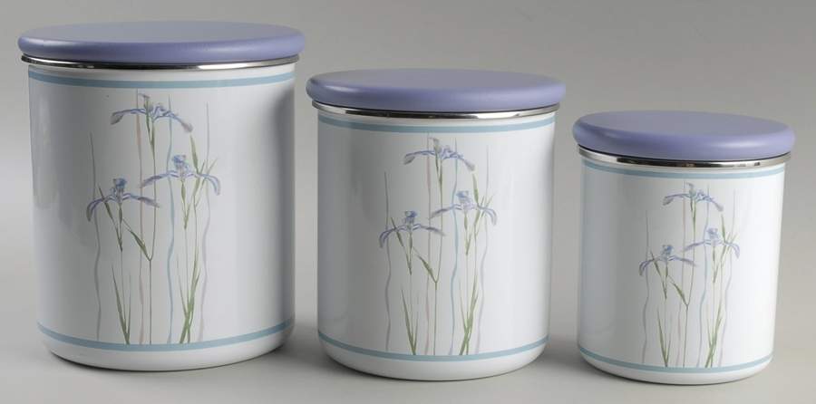 Shadow Iris (Corelle) (3 Piece) Metal Canister Set W/Wood Lids by Corning Corelle-1