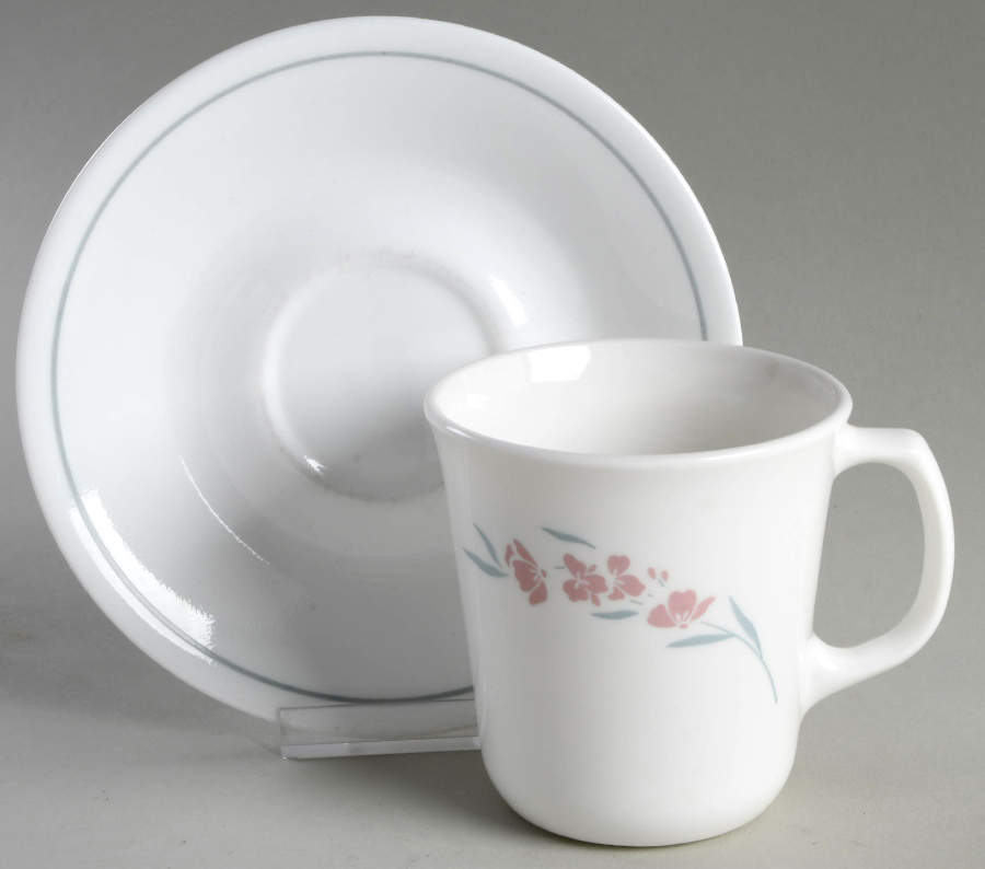 Silk Blossoms (Corelle) Mug/Cup & Saucer Set by Corning Corelle-1