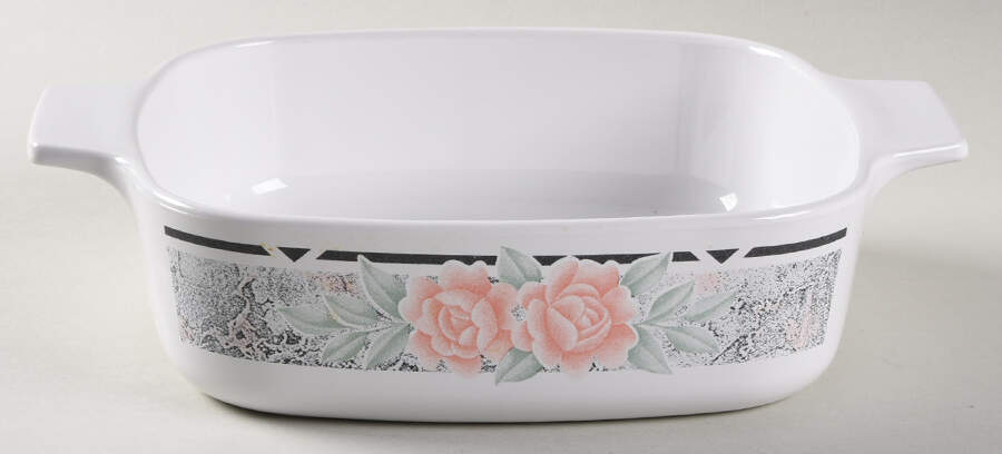 Silk and Roses (Corelle) 1 Quart Square Casserole No Lid by Corning Corelle-1