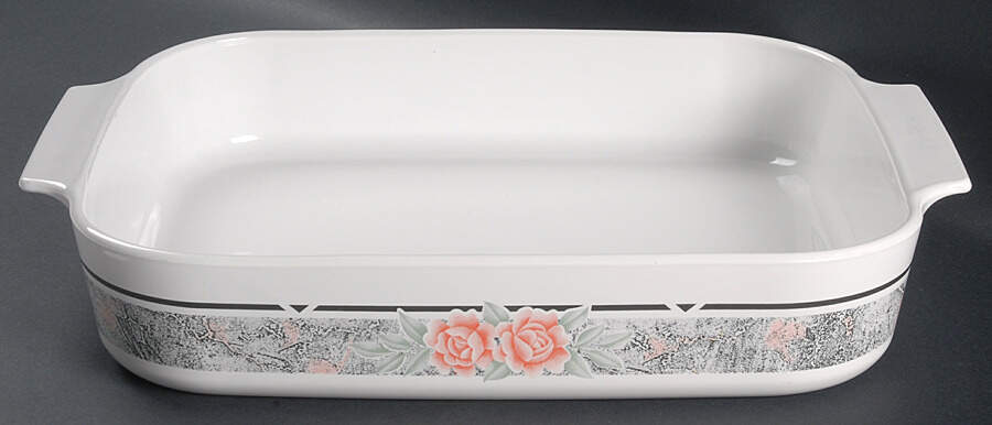 Silk and Roses (Corelle) 12" Rectangular Roaster by Corning Corelle-1