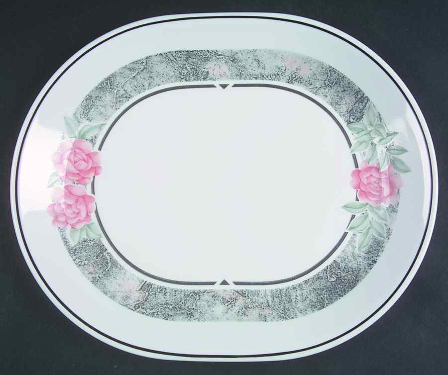 Silk and Roses (Corelle) 12" Oval Serving Platter by Corning Corelle-1