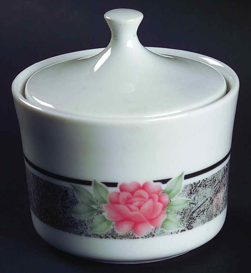 Silk and Roses (Corelle) Sugar Bowl & Lid by Corning Corelle-1
