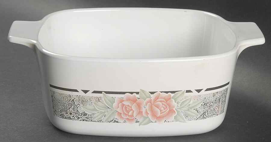 Silk and Roses (Corelle) 1.5 Quart Square Casserole No Lid by Corning Corelle-1