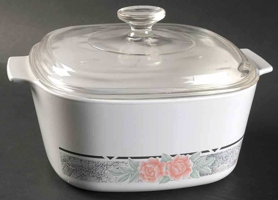 Silk and Roses (Corelle) 3 Quart Square Casserole with Lid by Corning Corelle-1