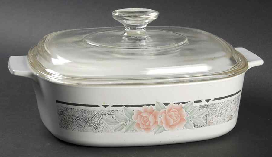 Silk and Roses (Corelle) 2 Quart Square Casserole with Lid by Corning Corelle-1