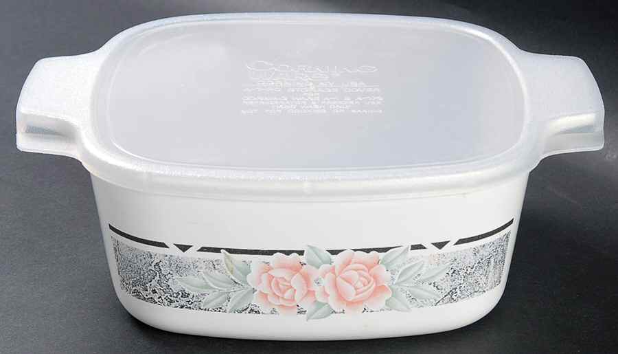 Silk and Roses (Corelle) 1.5 Quart Square Casserole with Lid by Corning Corelle-1