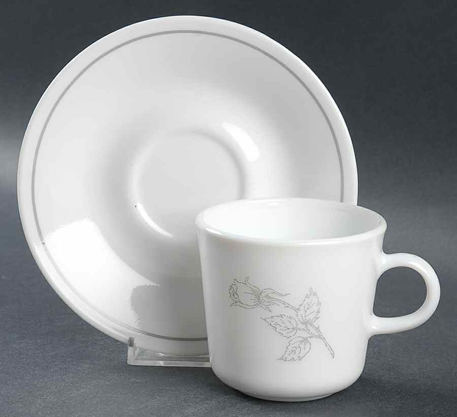 Solitary (Corelle) Flat Cup & Saucer Set by Corning Corelle-1
