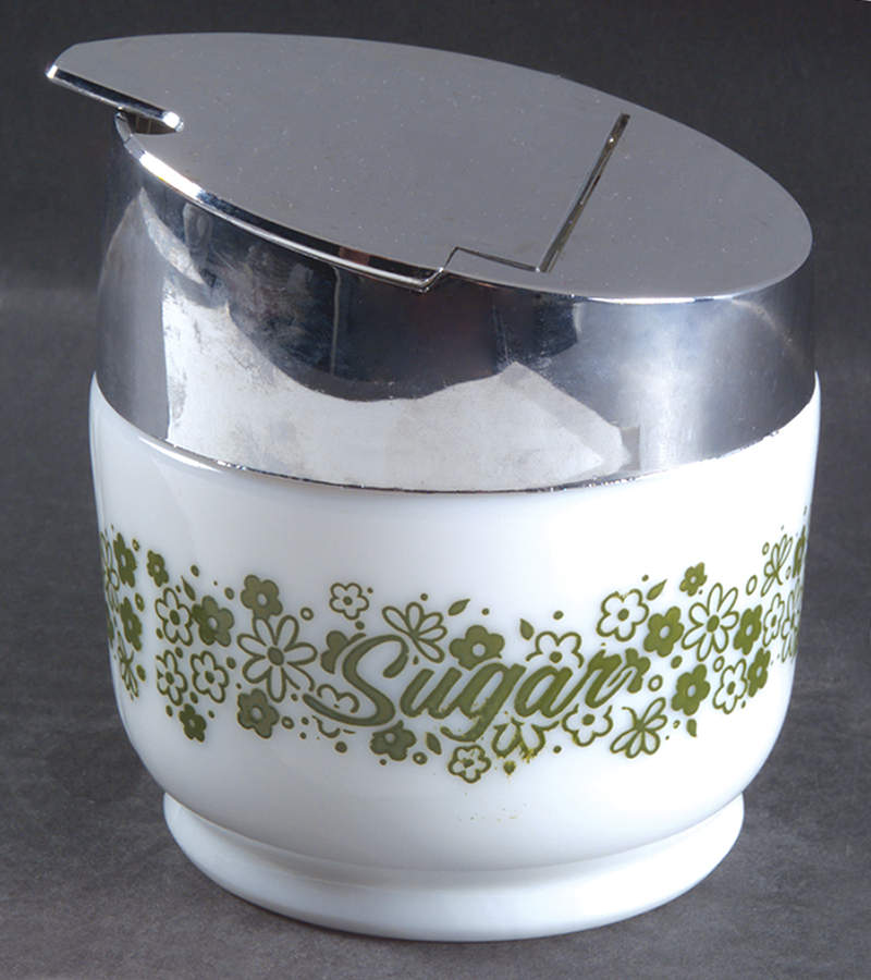 Spring Blossom (Large Flowers) Glass Sugar Bowl & Plastic Lid by Corning Corelle-1