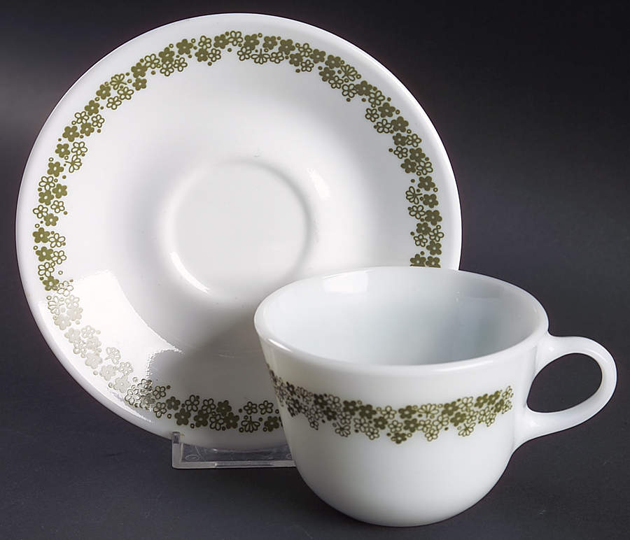Spring Blossom (Large Flowers) Flat Cup & Saucer Set by Corning Corelle-1