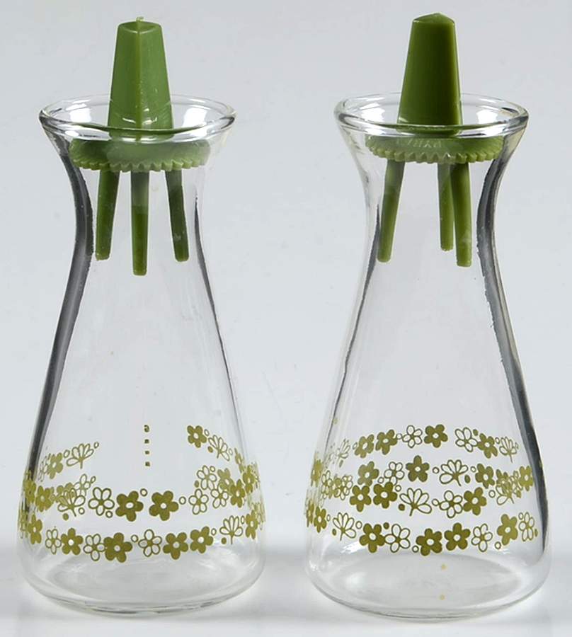 Spring Blossom (Large Flowers) Glassware Salt & Pepper Shakers W/Plastic Lids by Corning Corelle-1