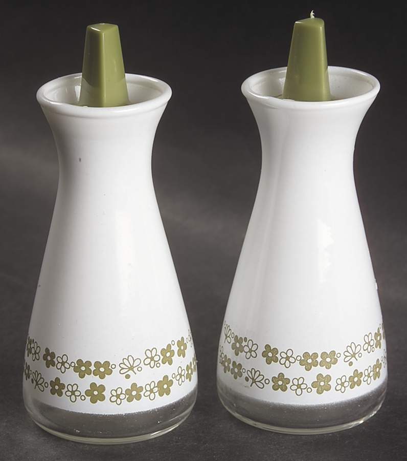 Spring Blossom (Large Flowers) Glassware Salt & Pepper Shakers W/Plastic Lids by Corning Corelle-1