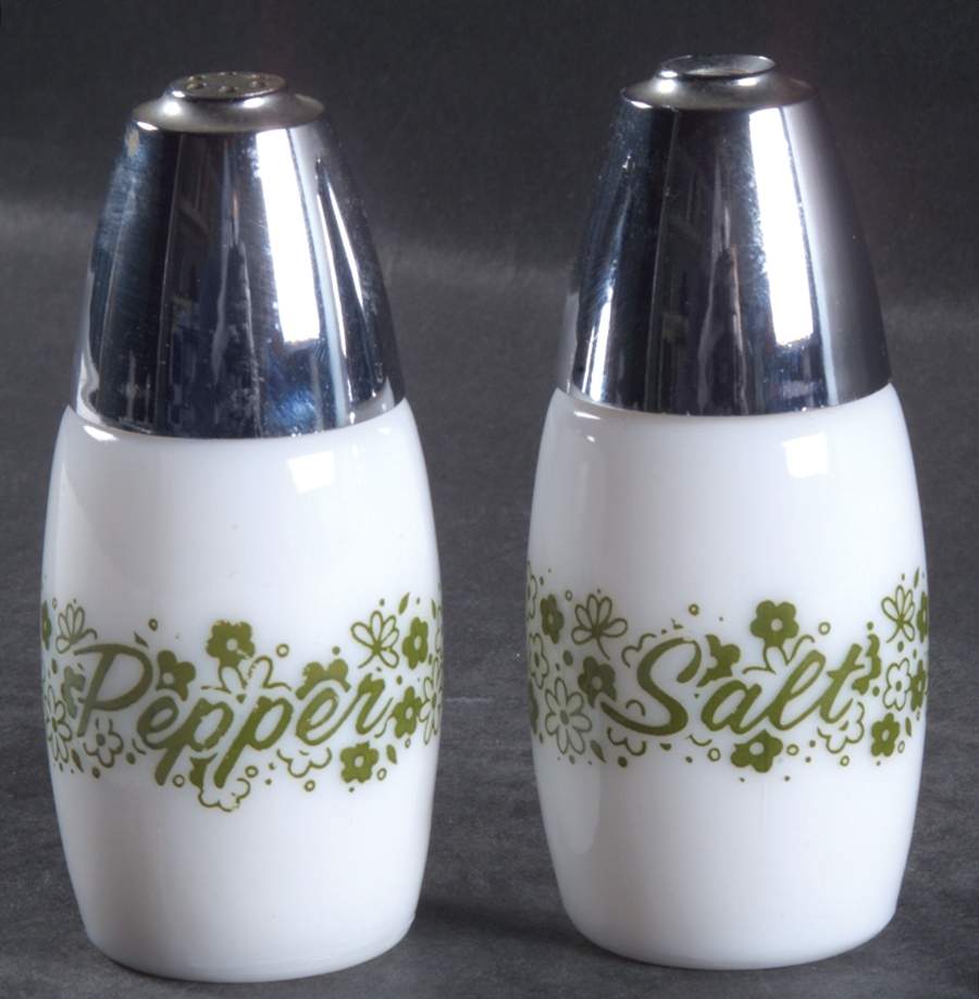Spring Blossom (Large Flowers) Salt & Papper Set with Chrome Plated Lids by Corning Corelle-1
