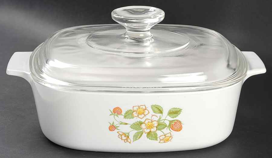 Strawberry Sundae (Corelle) 2 Quart Square Casserole with Lid by Corning Corelle-1
