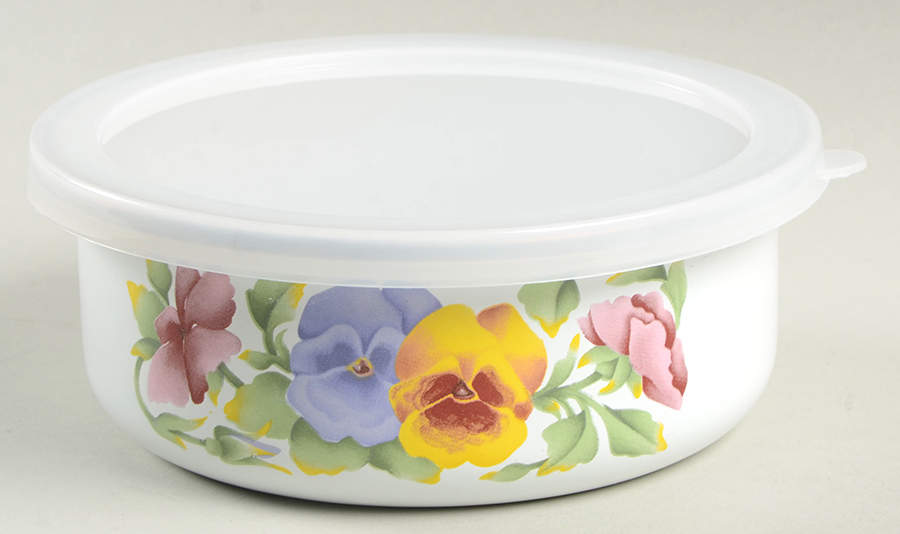 Summer Blush (Corelle) 5" Metal Bowl W/Plastic Lid by Corning Corelle-1