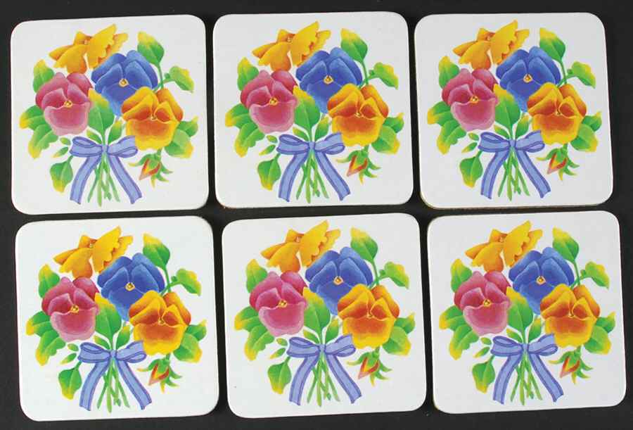 Summer Blush (Corelle) Square Corkback Coaster - Set of 6 by Corning Corelle-1
