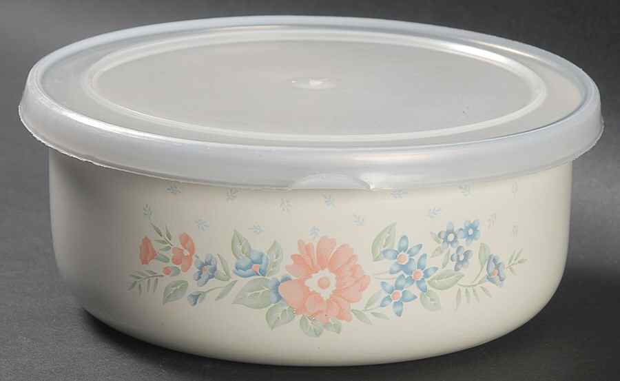 Symphony (Corelle) Bowl-Metal 5 3/4 W/Plastic Lid by Corning Corelle-1