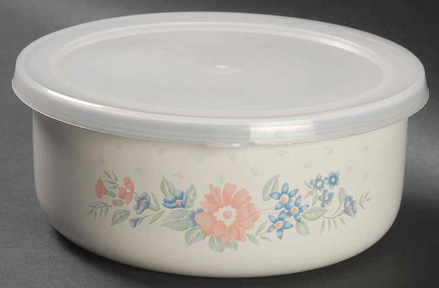 Symphony (Corelle) 6 5/8" Metal Bowl W/Plastic Lid by Corning Corelle-1