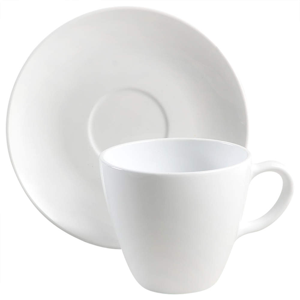 White Coupe Flat Cup & Saucer Set by Corning Corelle-1