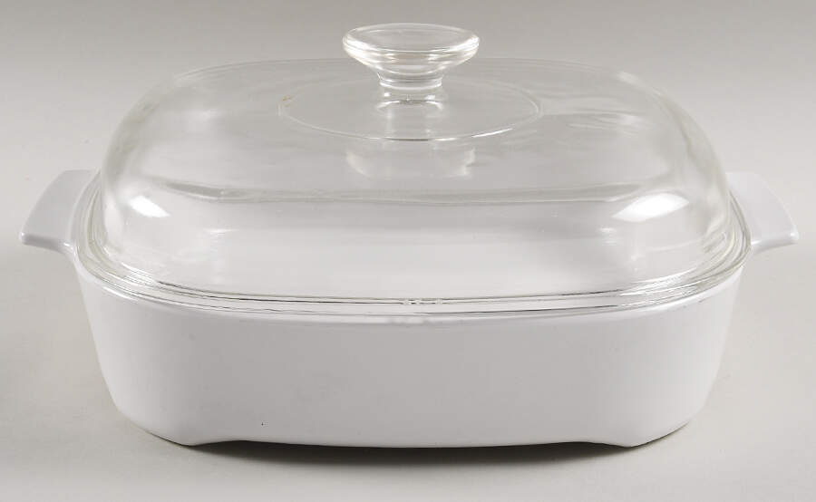 White Coupe 11" Covered Browning Skillet by Corning Corelle-1