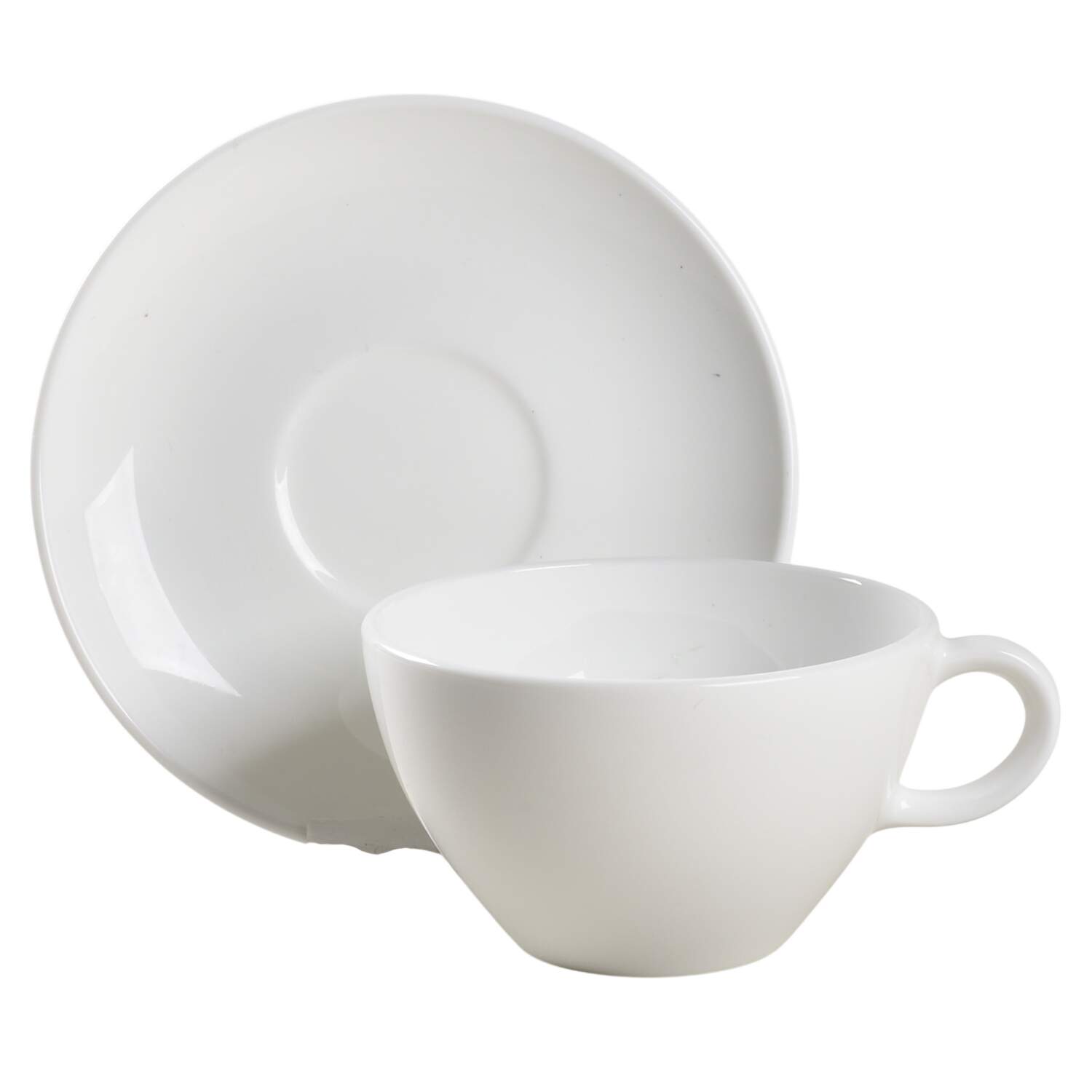 White Coupe Flat Cup & Saucer Set by Corning Corelle-1