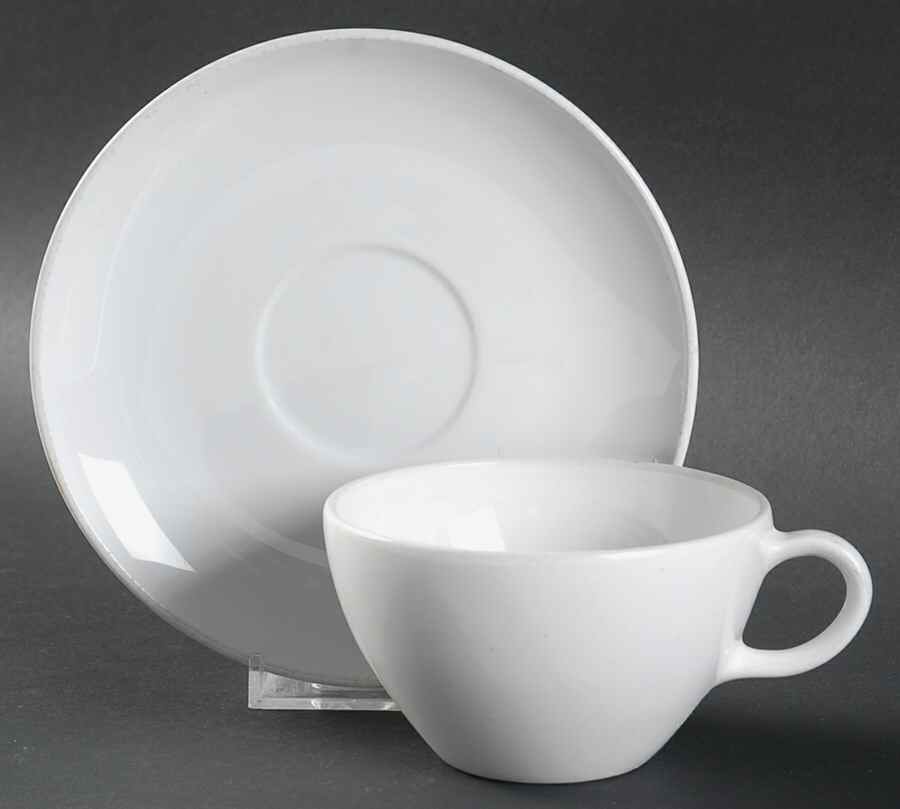 White Coupe Flat Cup & Saucer Set by Corning Corelle-1