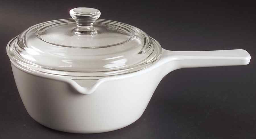 White Coupe 2.5 Cup Saucepan with Glass Lid by Corning Corelle-1